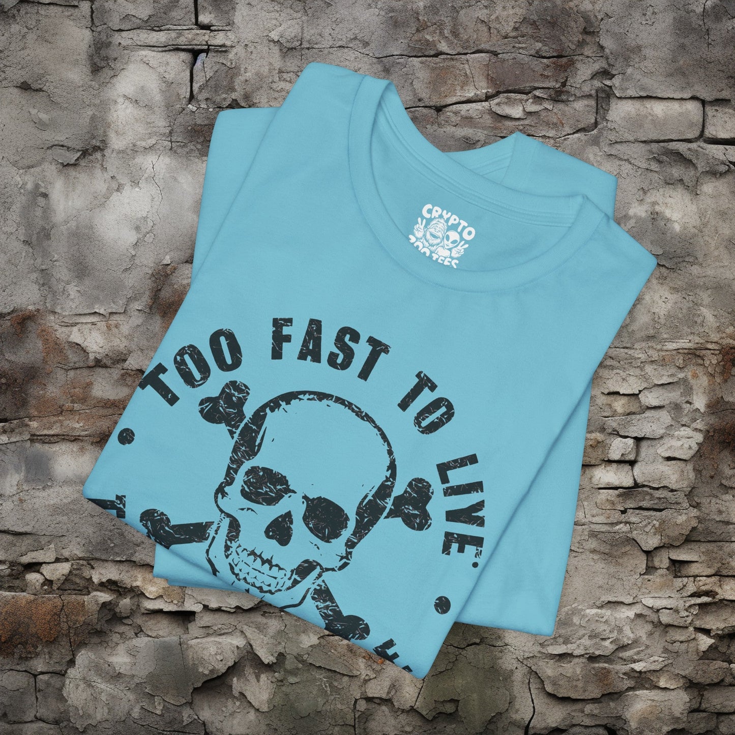 T-Shirt - Too Fast To Live Skull Shirt | Bella + Canvas Unisex T-shirt from Crypto Zoo Tees