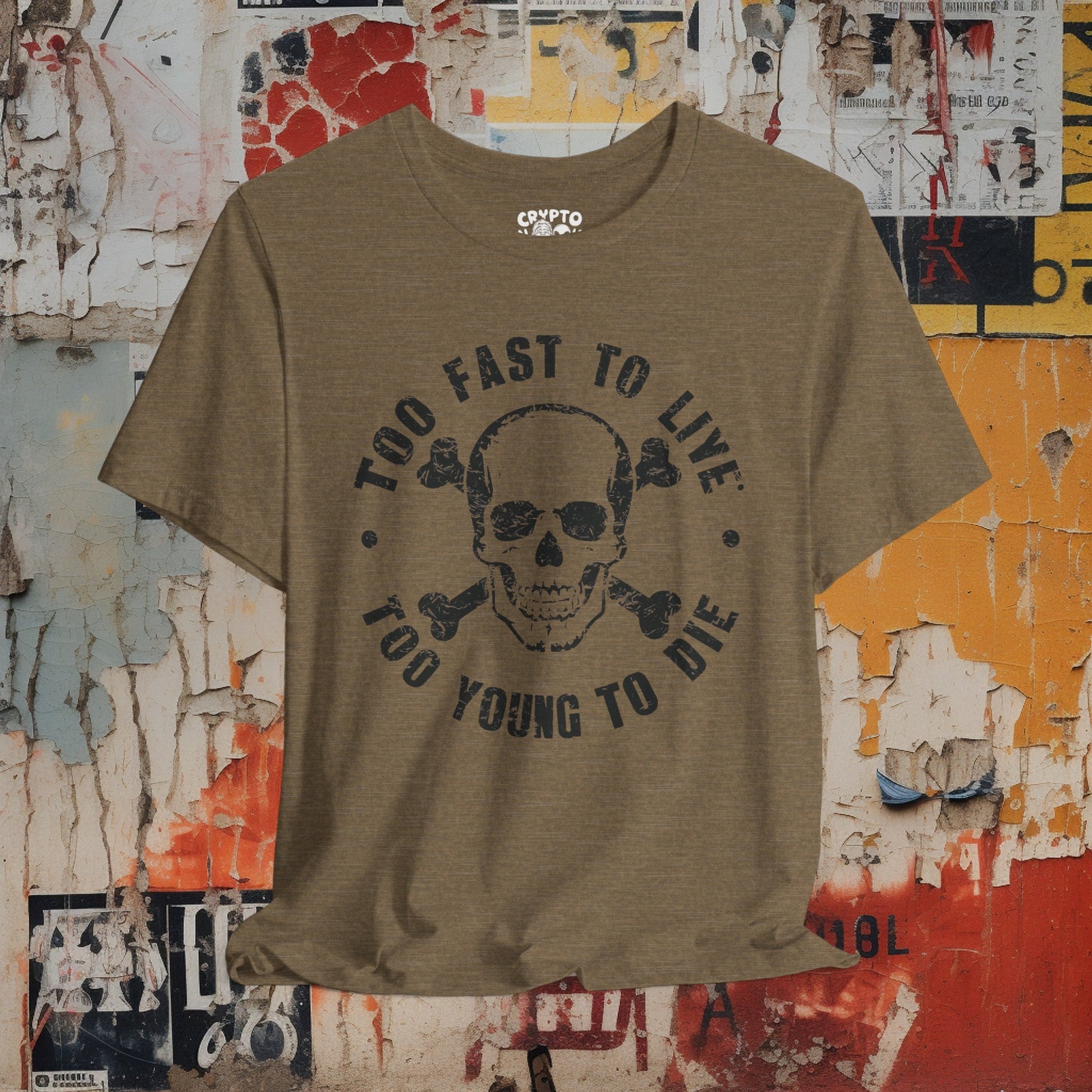 T-Shirt - Too Fast To Live Skull Shirt | Bella + Canvas Unisex T-shirt from Crypto Zoo Tees