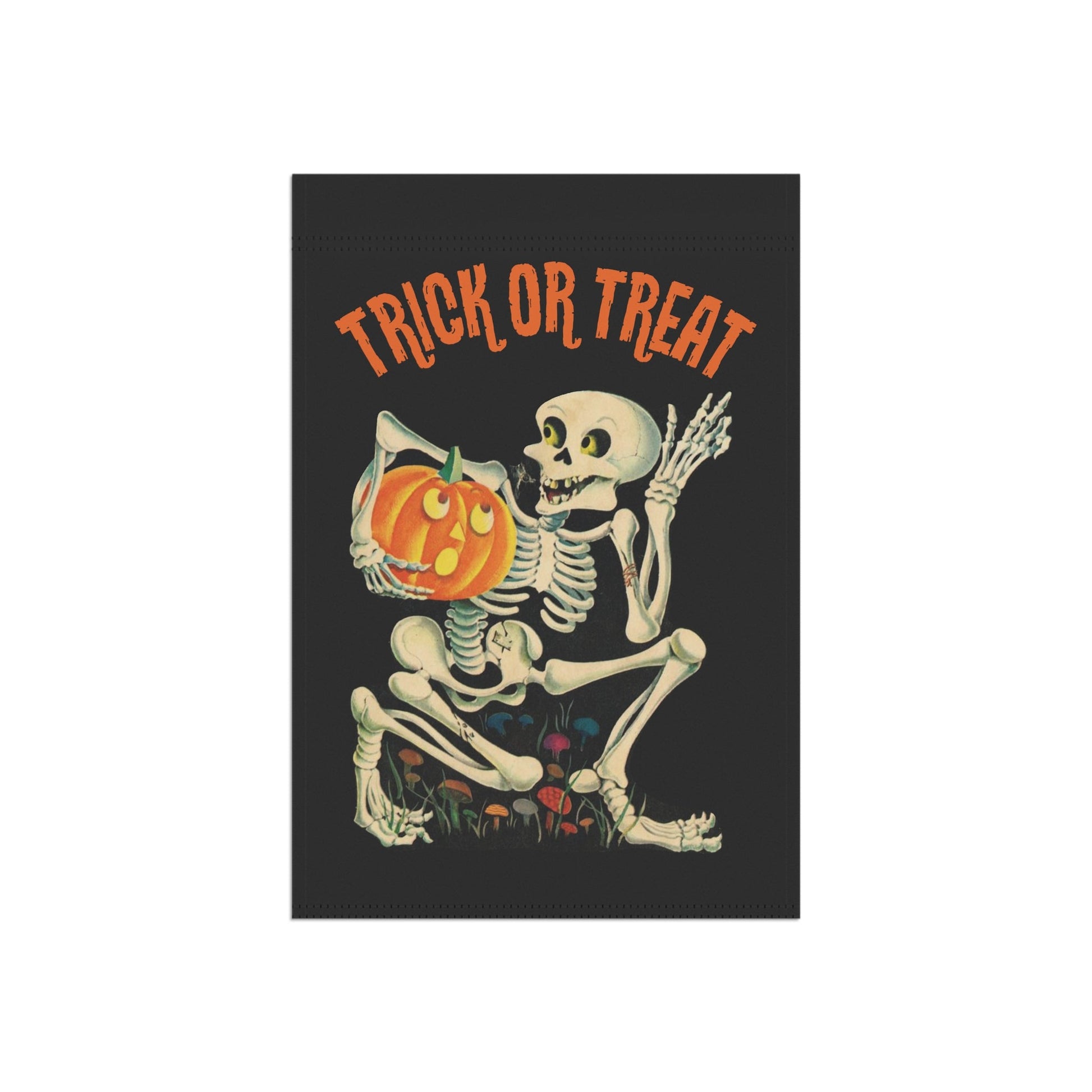 Home Decor - TRICK TREAT SKELETON Garden & House Banner Flag from Crypto Zoo Tees