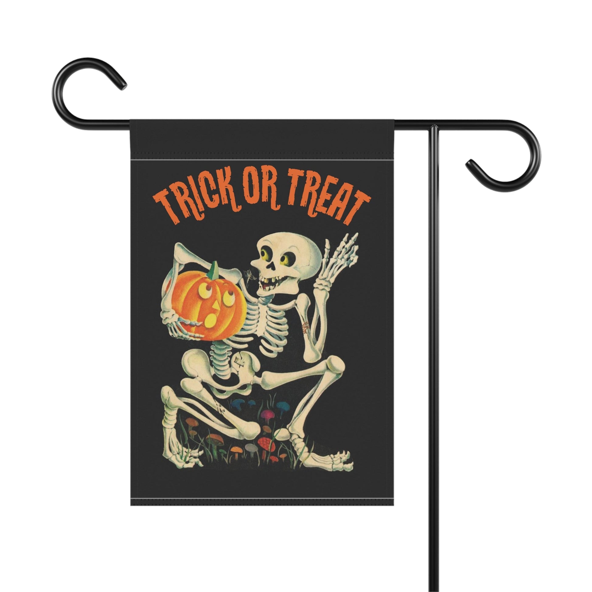 Home Decor - TRICK TREAT SKELETON Garden & House Banner Flag from Crypto Zoo Tees