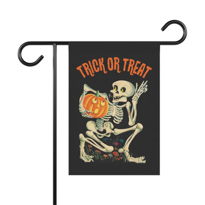 Home Decor - TRICK TREAT SKELETON Garden & House Banner Flag from Crypto Zoo Tees