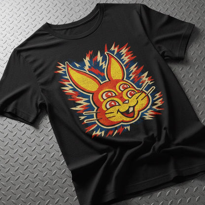 T-Shirt - Trippy Bunny Punk Shirt | Unisex Heavy Cotton - Gildan 5000 | Animals, Retro & Vintage | Psychedelic, Punk from Crypto Zoo Tees