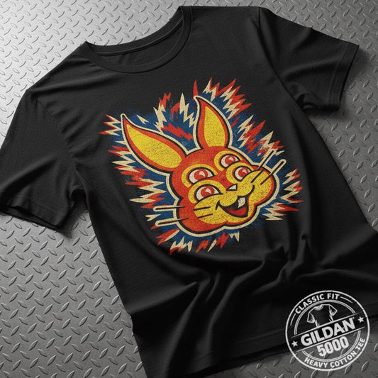 T-Shirt - Trippy Bunny Punk Shirt | Unisex Heavy Cotton - Gildan 5000 | Animals, Retro & Vintage | Psychedelic, Punk from Crypto Zoo Tees