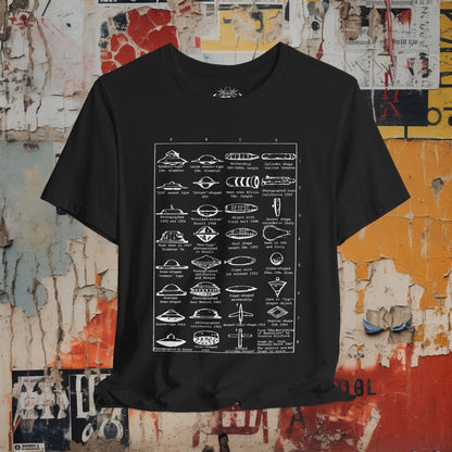 T-Shirt - Type Of UFOs Unisex T-shirt | Unisex T-shirt | Alien & UFO from Crypto Zoo Tees