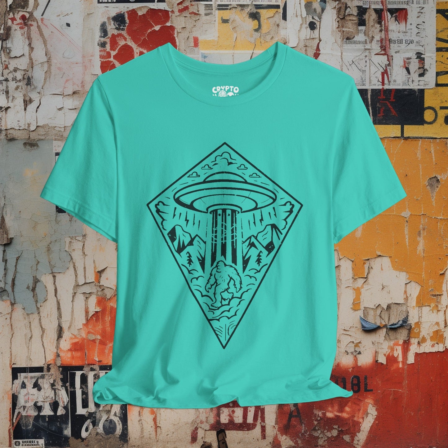 T-Shirt - UFO Bigfoot Diamond Outdoors Tee | Bella + Canvas Unisex T-shirt from Crypto Zoo Tees