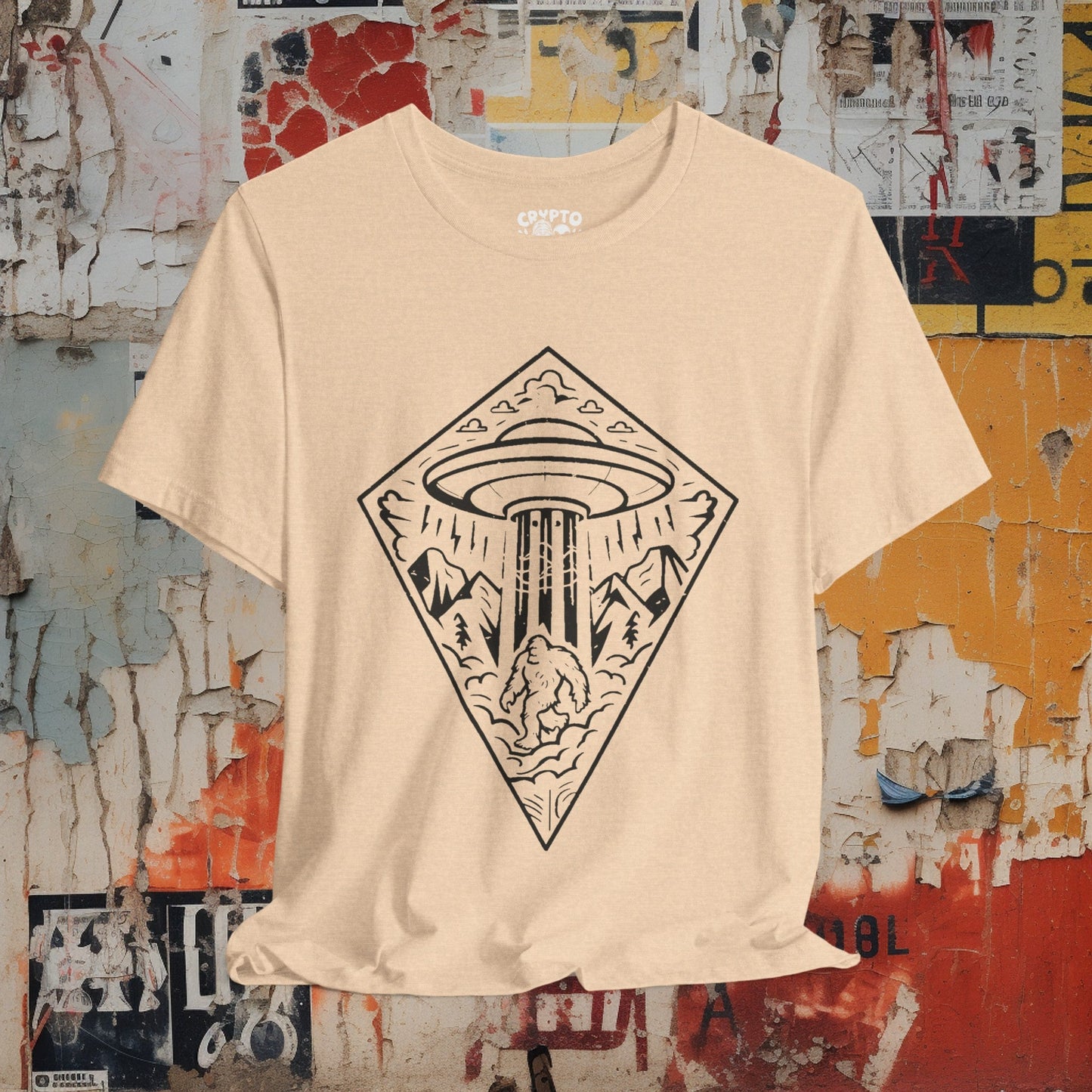 T-Shirt - UFO Bigfoot Diamond Outdoors Tee | Bella + Canvas Unisex T-shirt from Crypto Zoo Tees