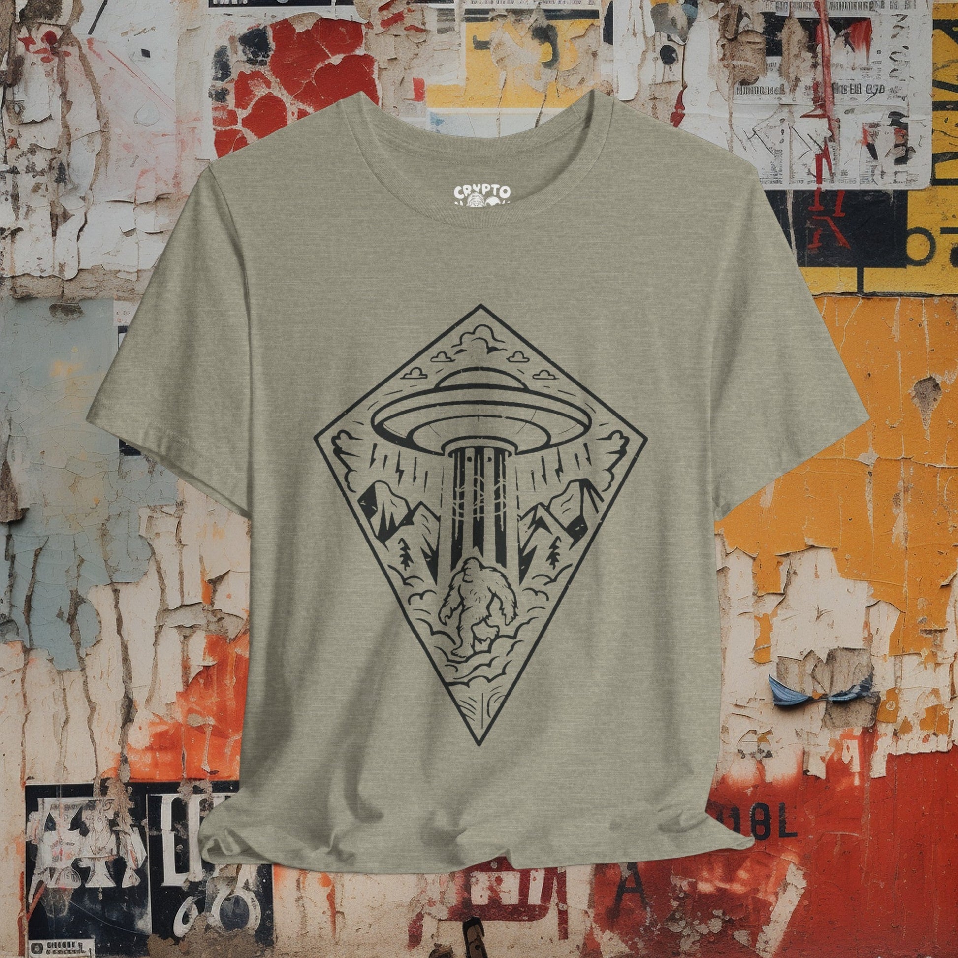 T-Shirt - UFO Bigfoot Diamond Outdoors Tee | Bella + Canvas Unisex T-shirt from Crypto Zoo Tees