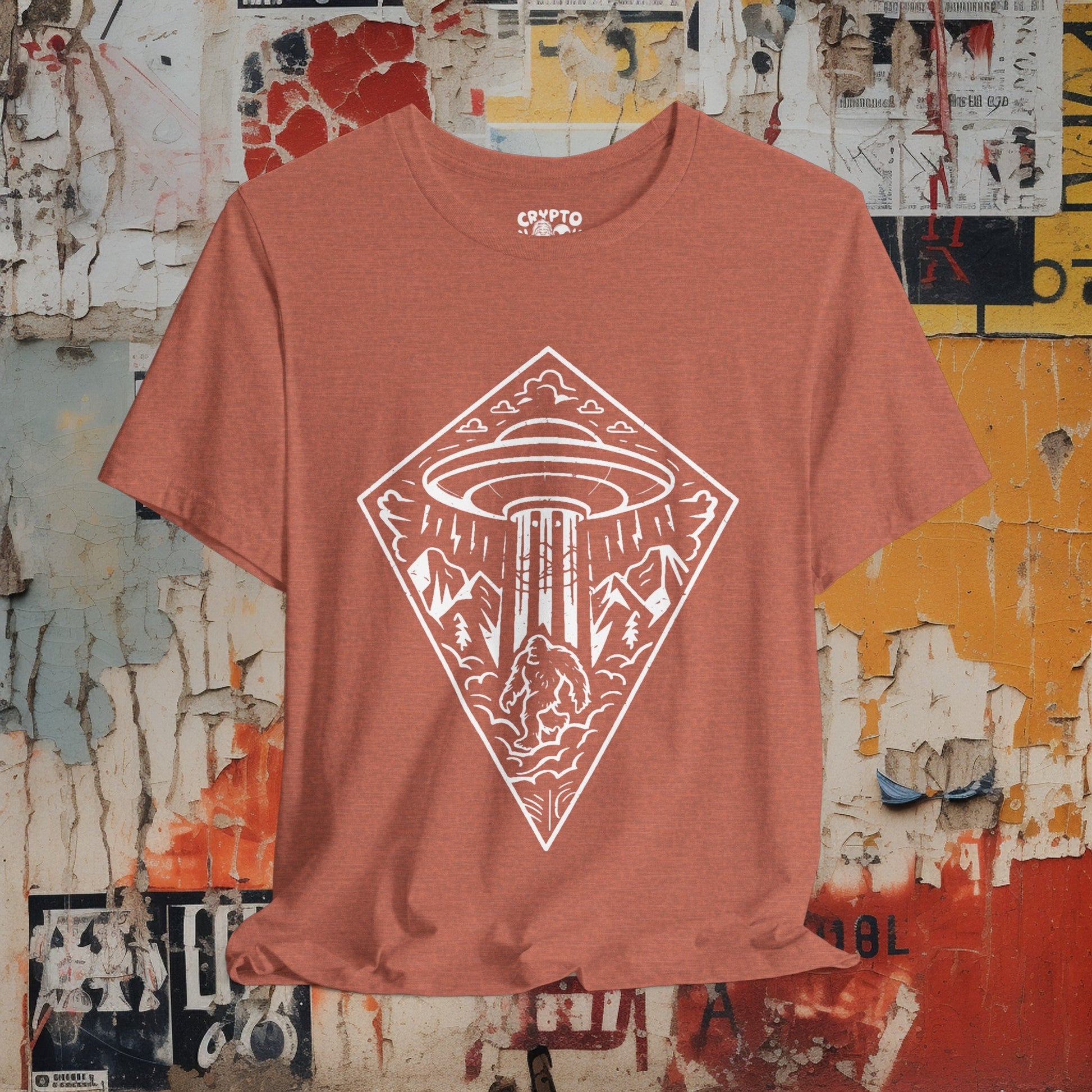 T-Shirt - UFO Bigfoot Diamond Outdoors Tee | Bella + Canvas Unisex T-shirt from Crypto Zoo Tees