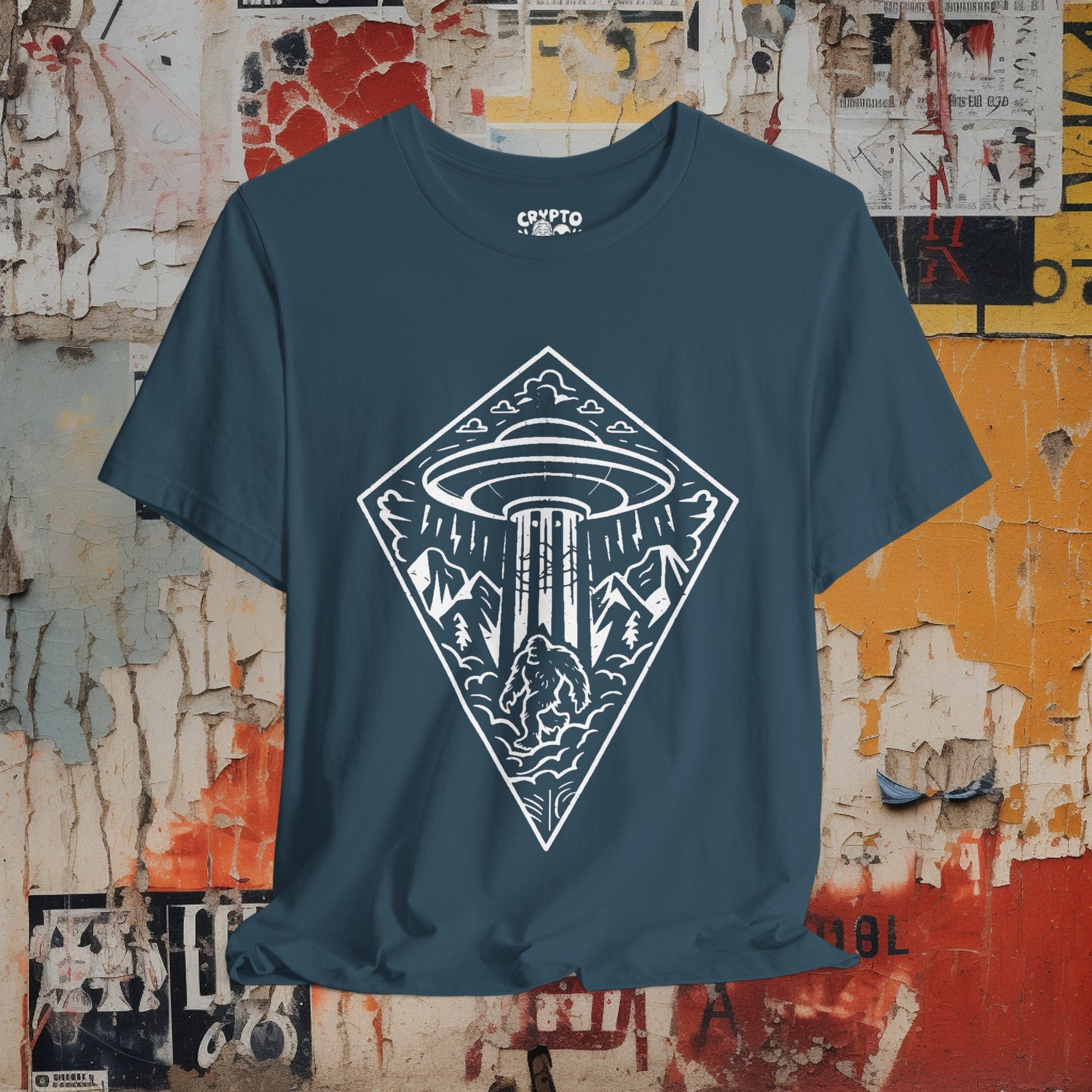 T-Shirt - UFO Bigfoot Diamond Outdoors Tee | Bella + Canvas Unisex T-shirt from Crypto Zoo Tees