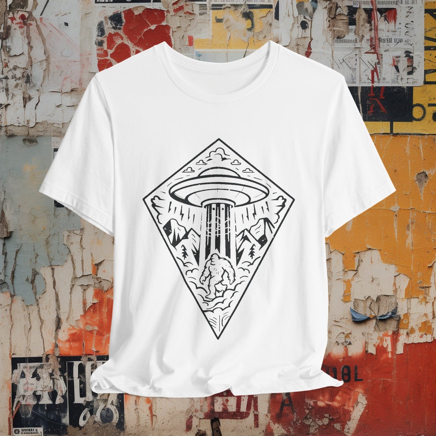 T-Shirt - UFO Bigfoot Diamond Outdoors Tee | Bella + Canvas Unisex T-shirt from Crypto Zoo Tees