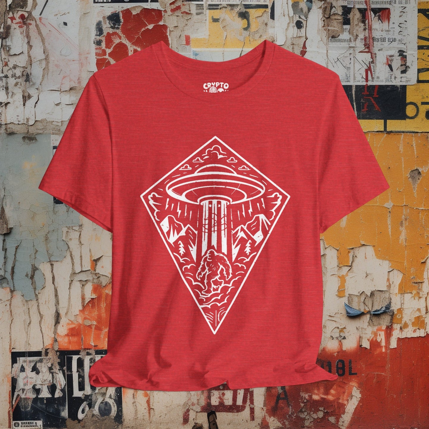 T-Shirt - UFO Bigfoot Diamond Outdoors Tee | Bella + Canvas Unisex T-shirt from Crypto Zoo Tees