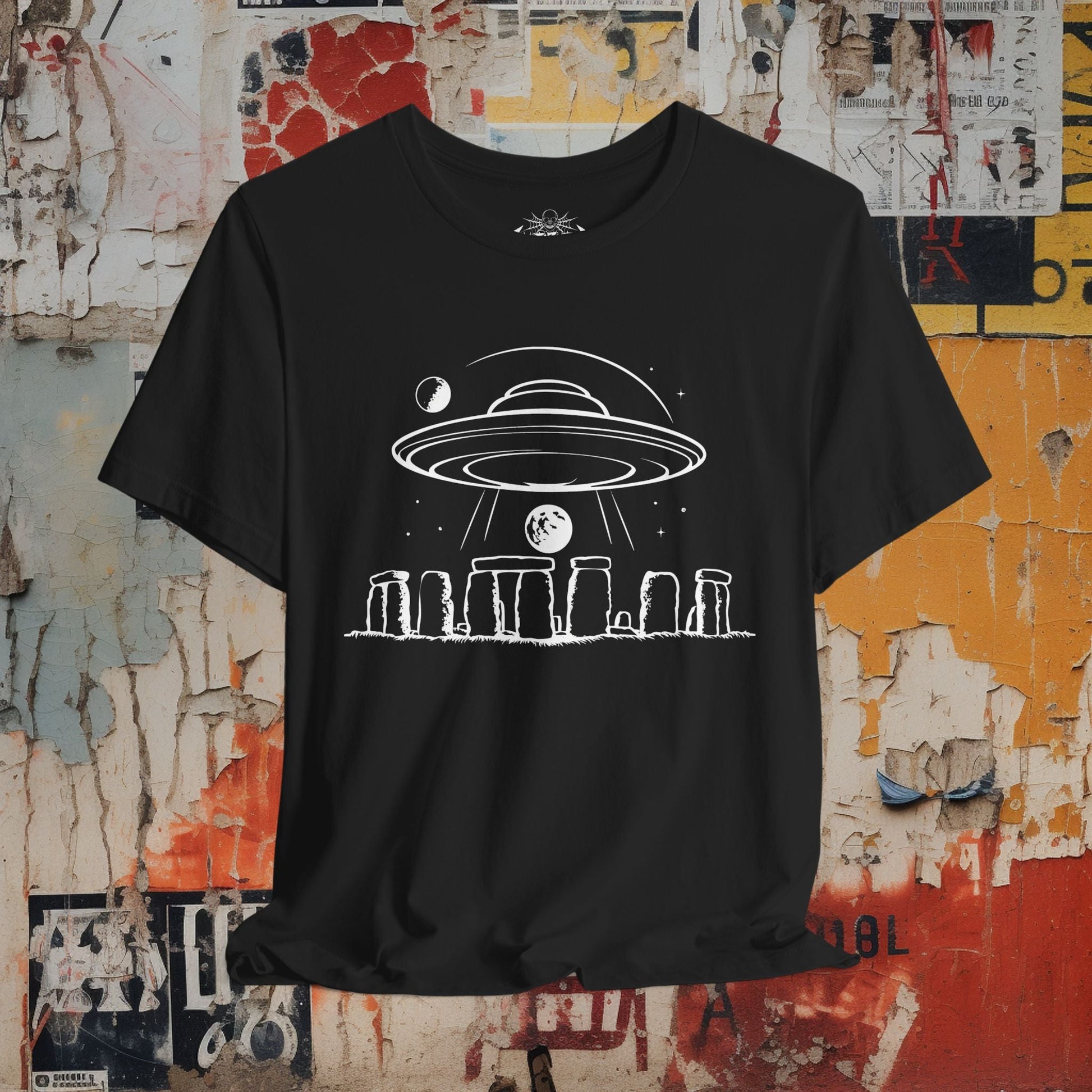 T-Shirt - UFO Over Stonehenge T-Shirt | Unisex T-shirt | Alien & UFO, Cryptids | Mystical from Crypto Zoo Tees