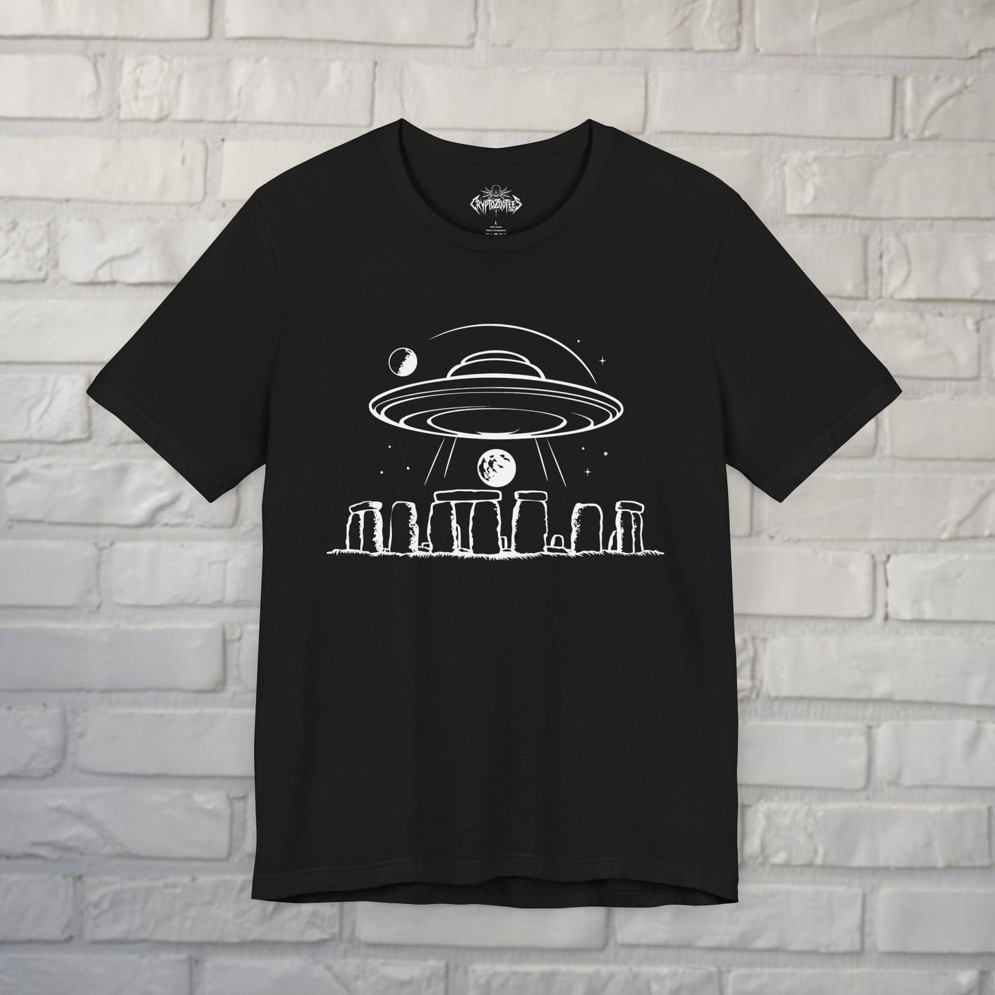 T-Shirt - UFO Over Stonehenge T-Shirt | Unisex T-shirt | Alien & UFO, Cryptids | Mystical from Crypto Zoo Tees