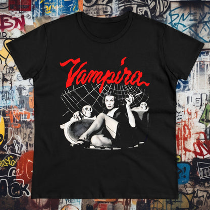 T-Shirt - Vampira in Fishnets | Women's T-Shirt | Cotton Ladies Tee from Crypto Zoo Tees