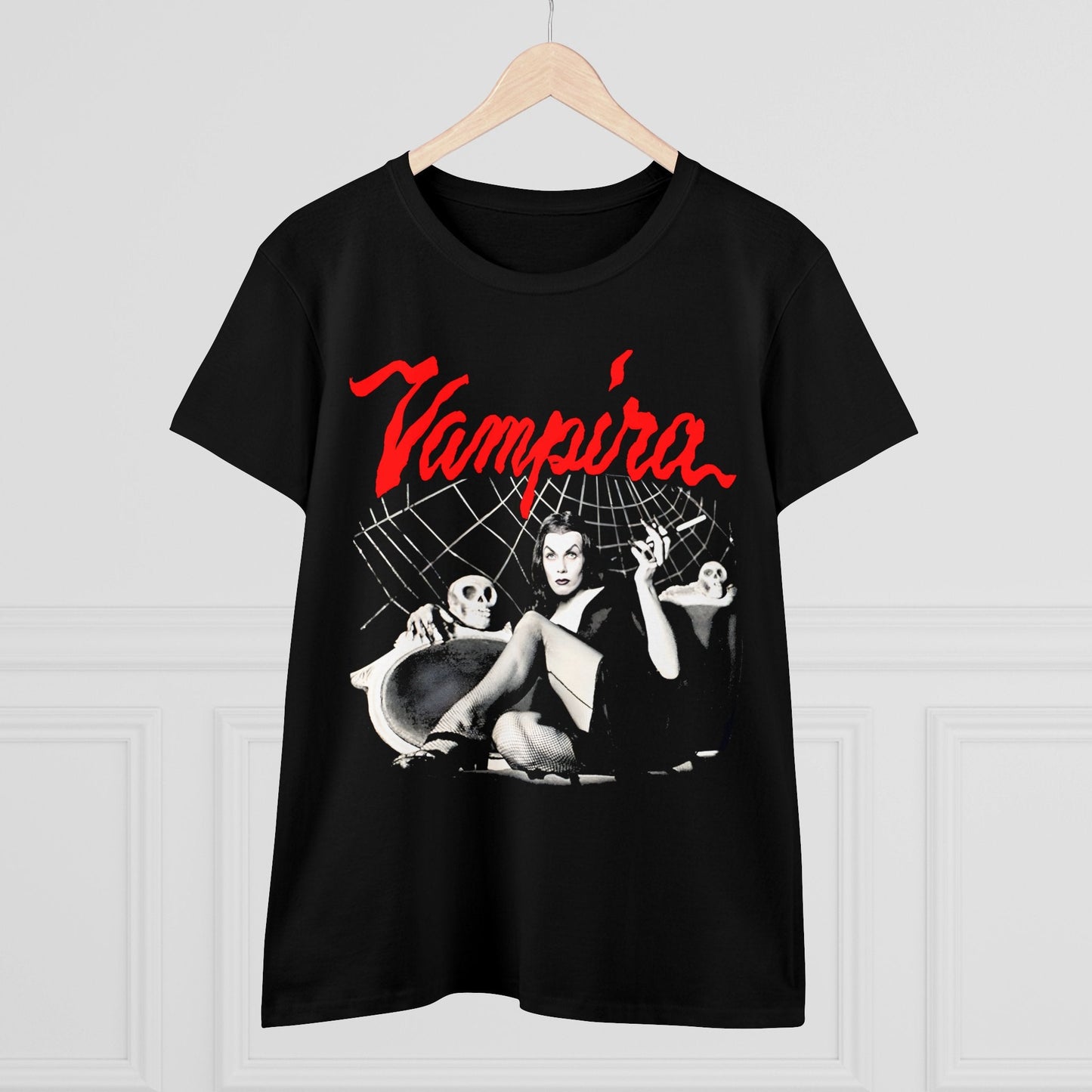 T-Shirt - Vampira in Fishnets | Women's T-Shirt | Cotton Ladies Tee from Crypto Zoo Tees