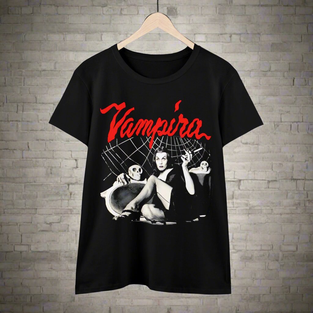 T-Shirt - Vampira in Fishnets | Women's T-Shirt | Cotton Ladies Tee from Crypto Zoo Tees