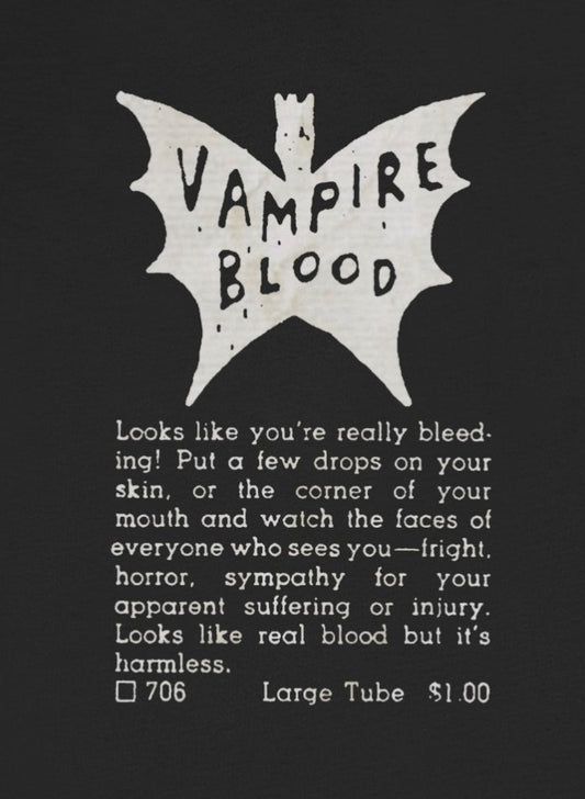 T-Shirt - Vampire Blood Comic Book Ad Shirt: Soft-Cotton T-shirt - Punk Goth Tee from Crypto Zoo Tees