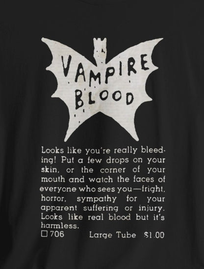 T - Shirt - Vampire Blood Vintage Comic Ad | Bella + Canvas Unisex T - shirt from Crypto Zoo Tees