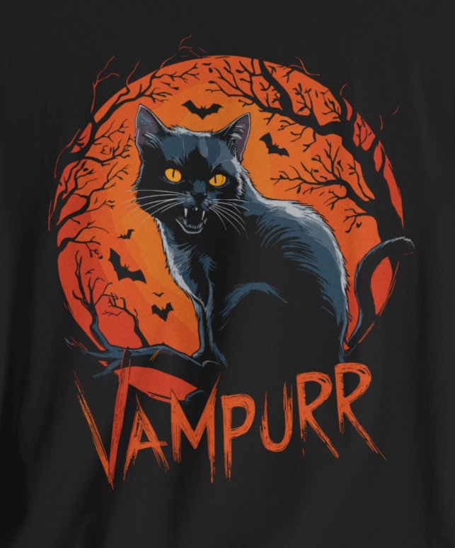 T - Shirt - Vampurr Cat | Horror | Bella + Canvas Unisex T - shirt from Crypto Zoo Tees