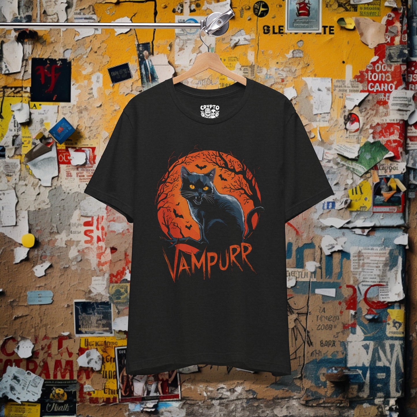 T - Shirt - Vampurr Cat | Horror | Bella + Canvas Unisex T - shirt from Crypto Zoo Tees