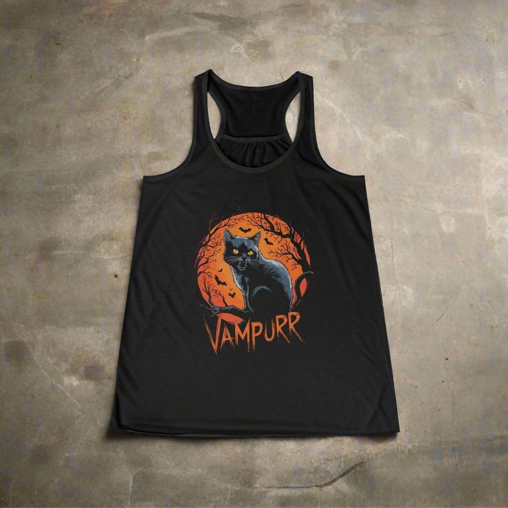 Tank Top - Vampurr Cat | Ladies Racerback Tank Top from Crypto Zoo Tees