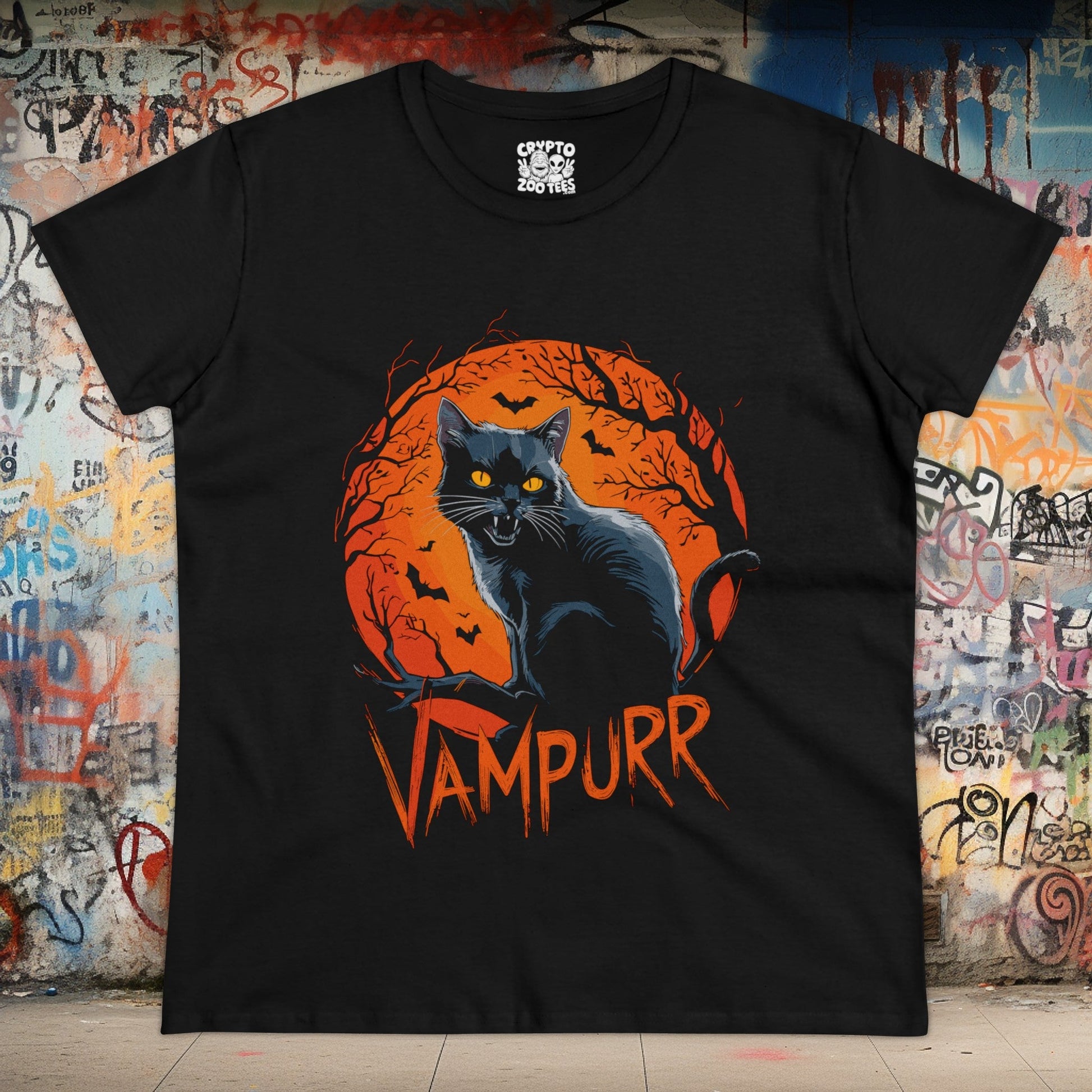 T - Shirt - Vampurr Cat | Women's T - Shirt | Cotton Tee from Crypto Zoo Tees