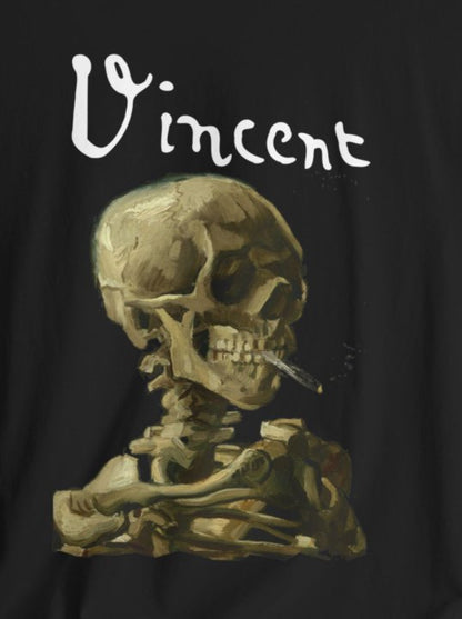 T - Shirt - Van Gogh Skull of a Skeleton with Burning Cigarette | Bella + Canvas Unisex T - shirt from Crypto Zoo Tees