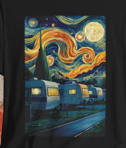 T-Shirt - Van Gogh Trailer Park Funny Camper Tee | Bella + Canvas Unisex T-shirt from Crypto Zoo Tees
