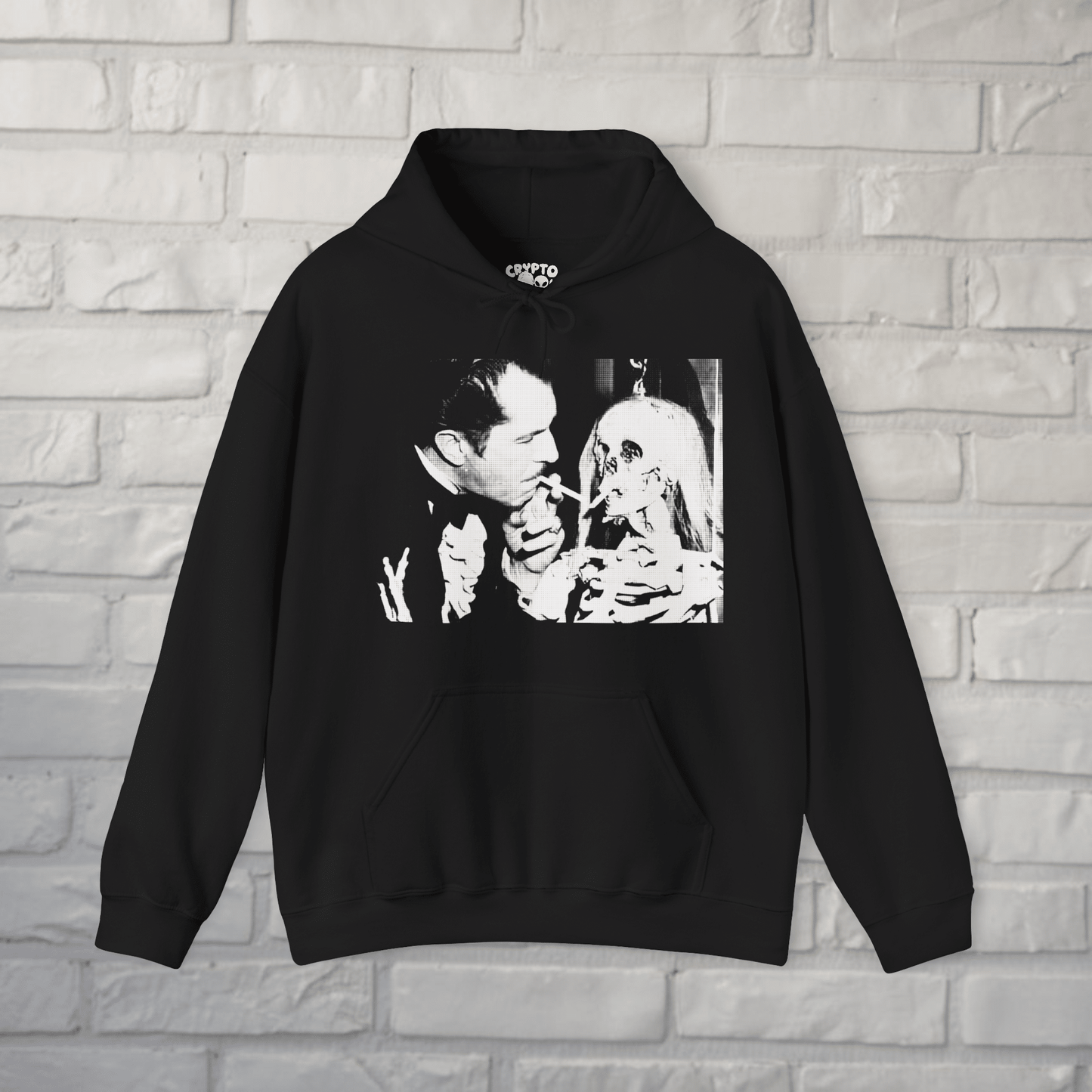 T-Shirt - Vincent Price Skeleton 2 Sided Hoodie | Horror, Skulls & Skeletons | Unisex Pullover Hoodie - Gildan from Crypto Zoo Tees