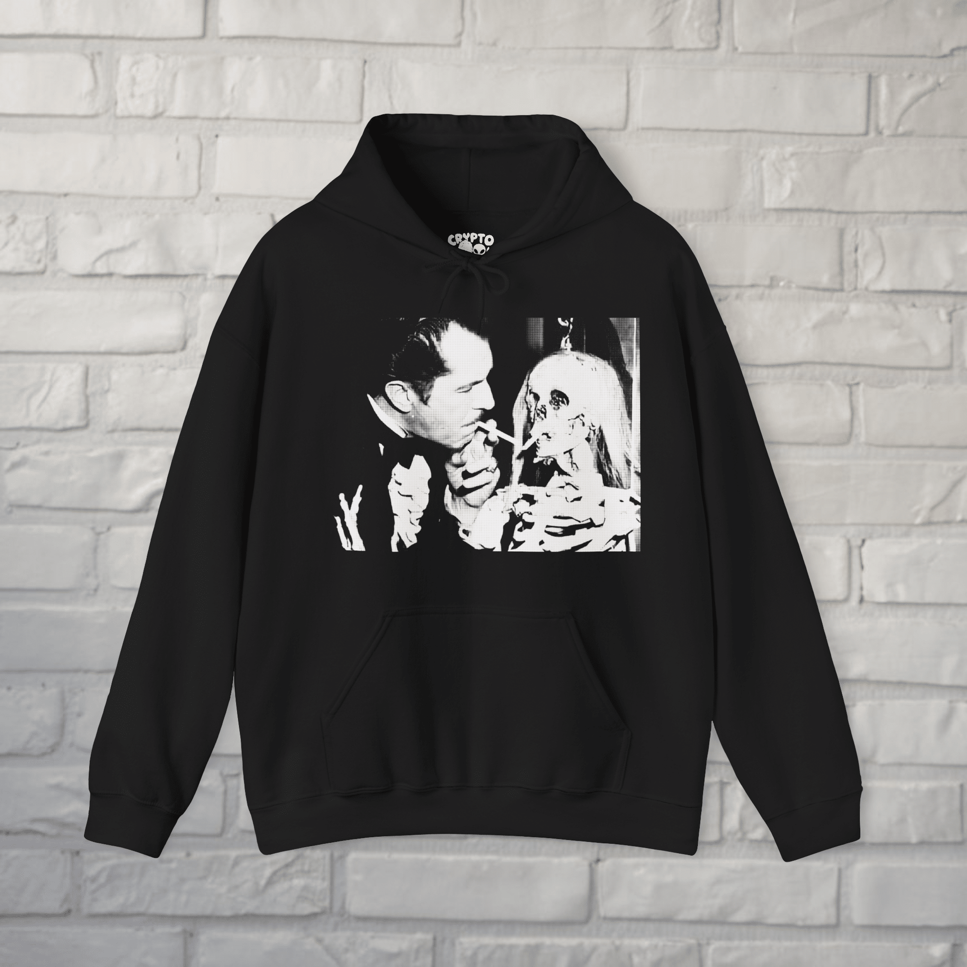 T-Shirt - Vincent Price Skeleton 2 Sided Hoodie | Horror, Skulls & Skeletons | Unisex Pullover Hoodie - Gildan from Crypto Zoo Tees