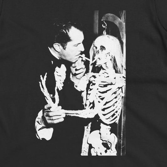 T-Shirt - Vincent Price Skeleton Graphic Print Shirt | Horror, Skulls & Skeletons | Pullover Hoodie from Crypto Zoo Tees
