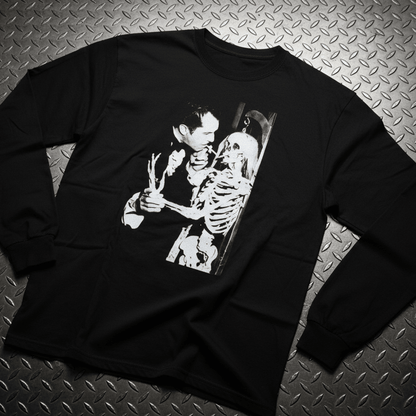 T-Shirt - Vincent Price Skeleton Long Sleeve | Horror, Skulls & Skeletons | Unisex Long Sleeve Tee - Guldan 2400 from Crypto Zoo Tees