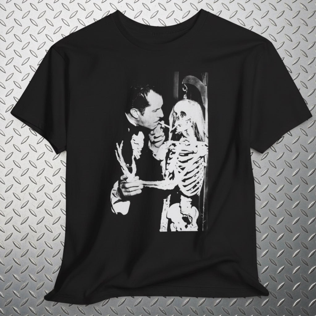 T-Shirt - Vincent Price Skeleton Shirt | Unisex Heavy Cotton - Gildan 5000 | Horror, Skulls & Skeletons | Goth/Gothic from Crypto Zoo Tees
