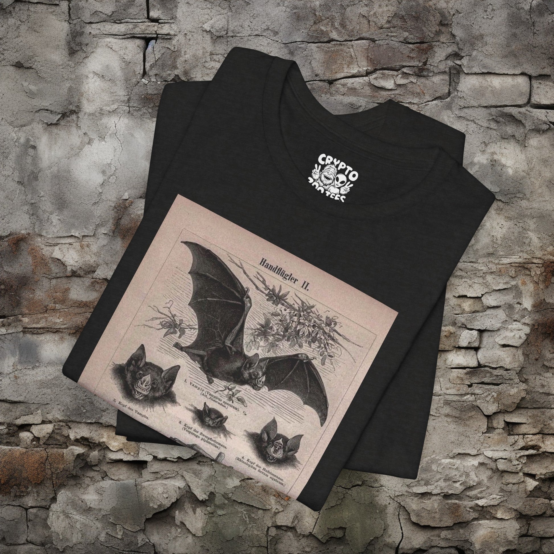 T - Shirt - Vintage Bat Ephemera | Bella + Canvas Unisex T - shirt from Crypto Zoo Tees