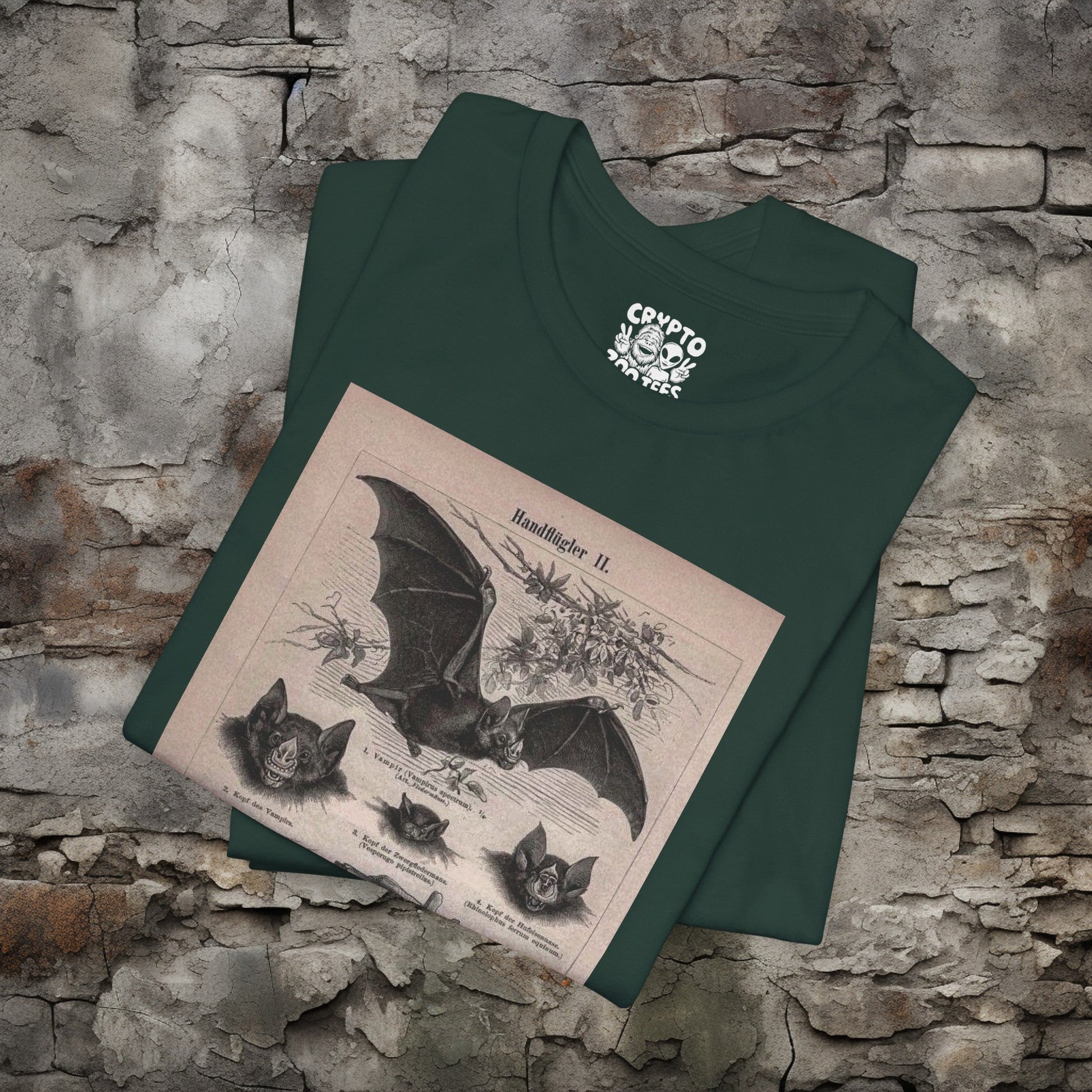 T - Shirt - Vintage Bat Ephemera | Bella + Canvas Unisex T - shirt from Crypto Zoo Tees