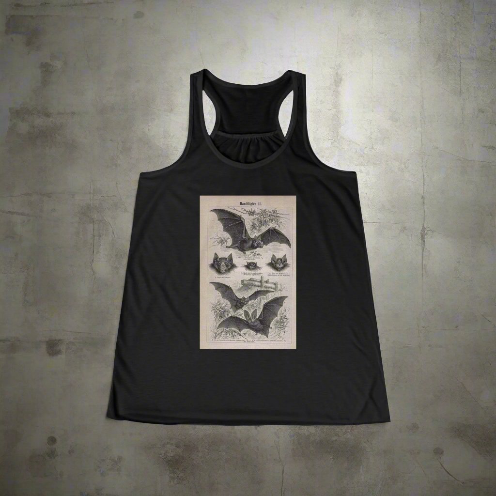 Tank Top - Vintage Bat Ephemera | Ladies Racerback Tank Top from Crypto Zoo Tees