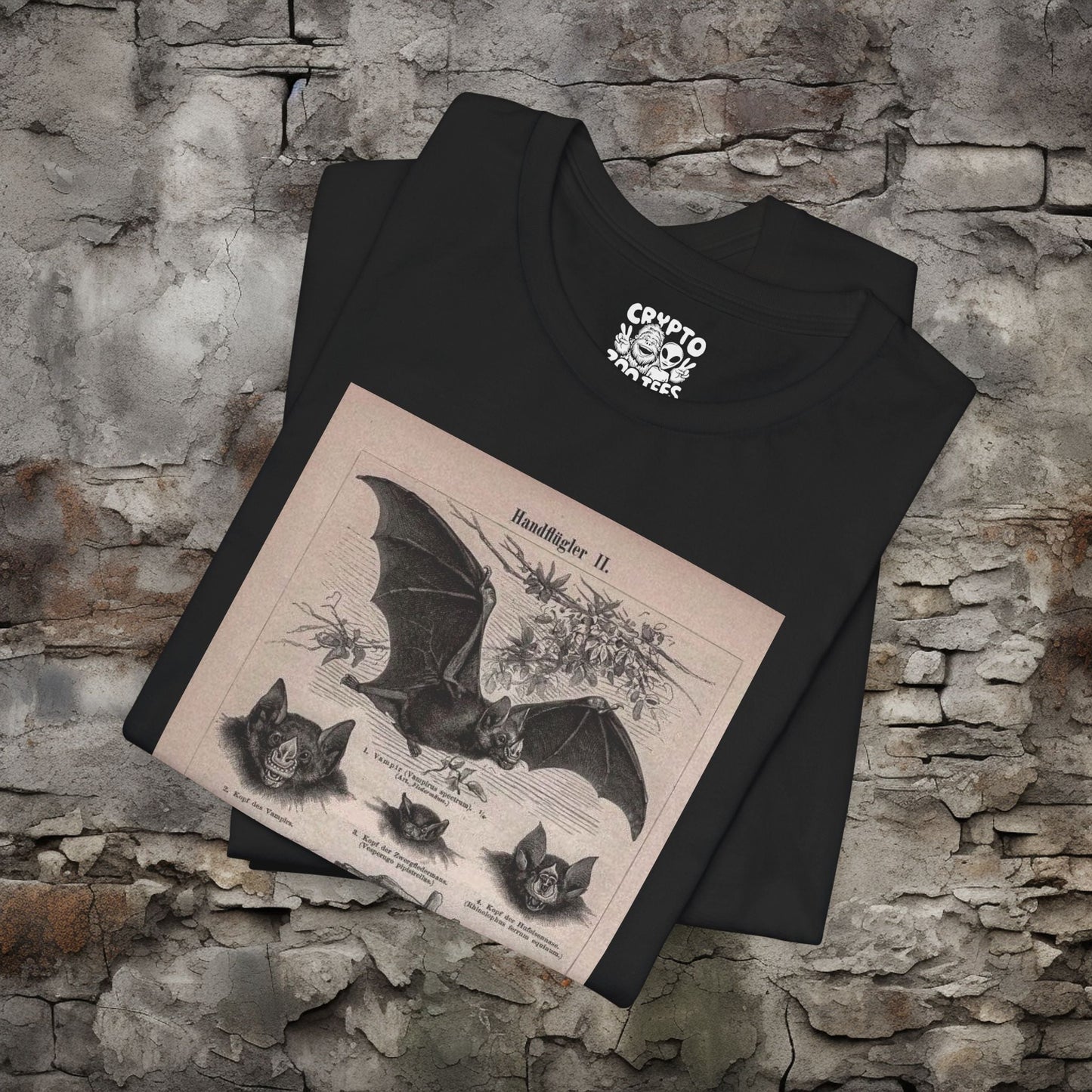 T-Shirt - Vintage Bat Illustration T-Shirt | Unisex T-shirt, Long Sleeve T-shirt | Bats, Retro & Vintage | Gothic, Art & Artists from Crypto Zoo Tees