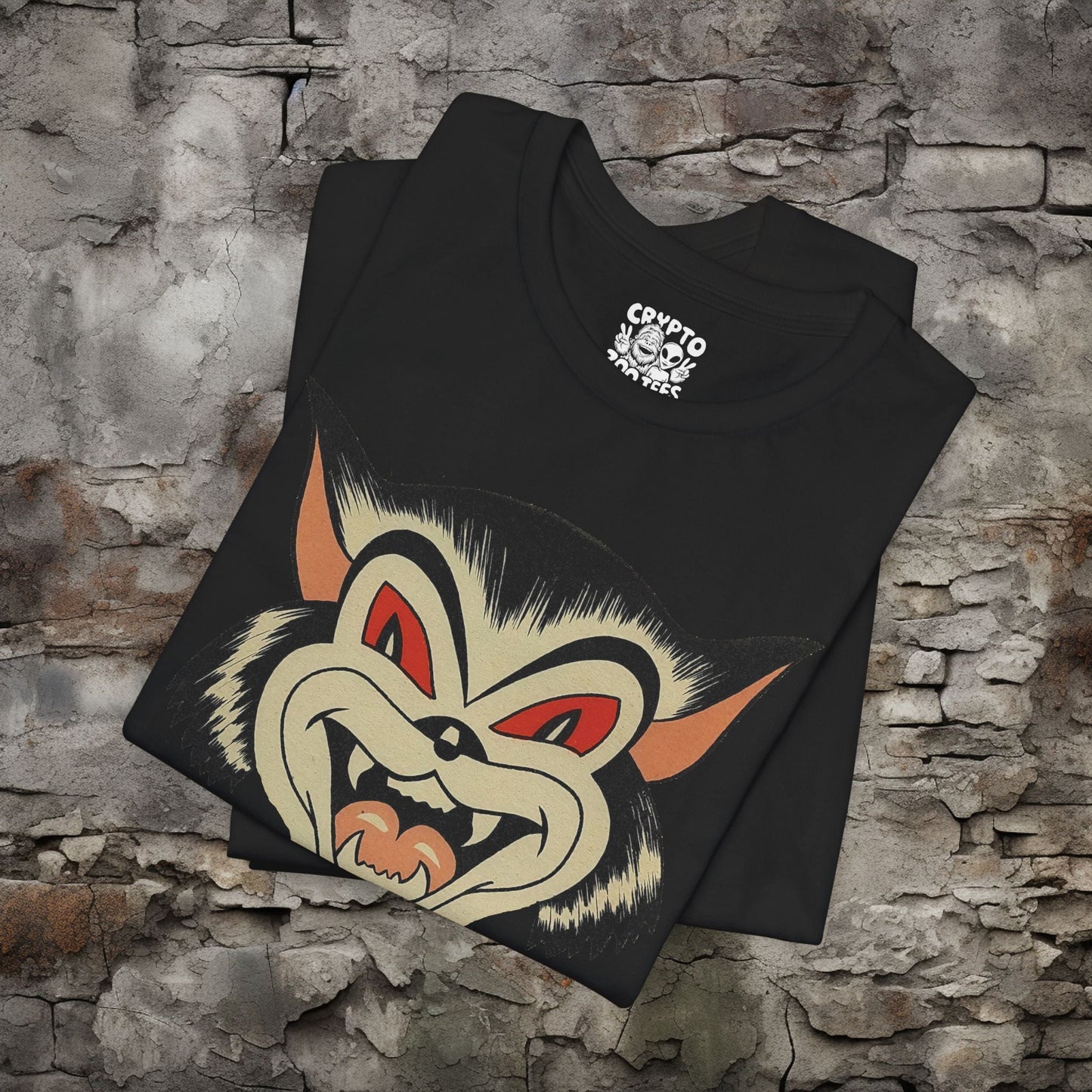 T-Shirt - Vintage Black Stray Cat Halloween Style | Bella + Canvas Unisex T-shirt from Crypto Zoo Tees