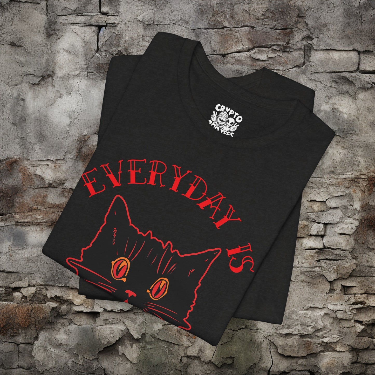 T-Shirt - Vintage Everyday is Halloween Gothic Black Cat Tee | Bella + Canvas Unisex T-shirt from Crypto Zoo Tees