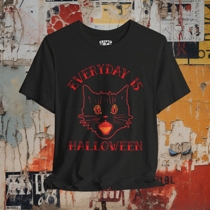 T-Shirt - Vintage Everyday is Halloween Gothic Black Cat Tee | Bella + Canvas Unisex T-shirt from Crypto Zoo Tees