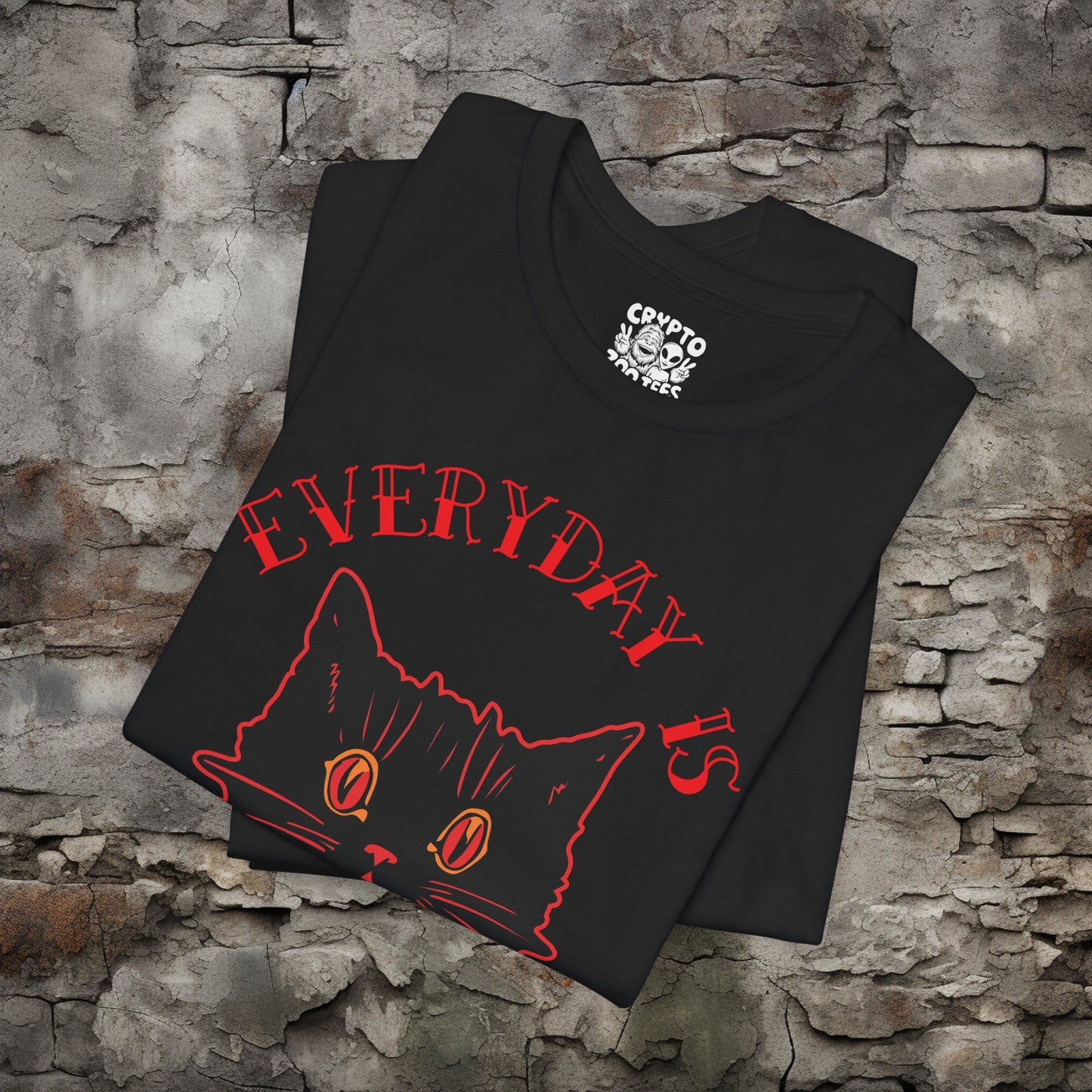 T-Shirt - Vintage Everyday is Halloween Gothic Black Cat Tee | Bella + Canvas Unisex T-shirt from Crypto Zoo Tees