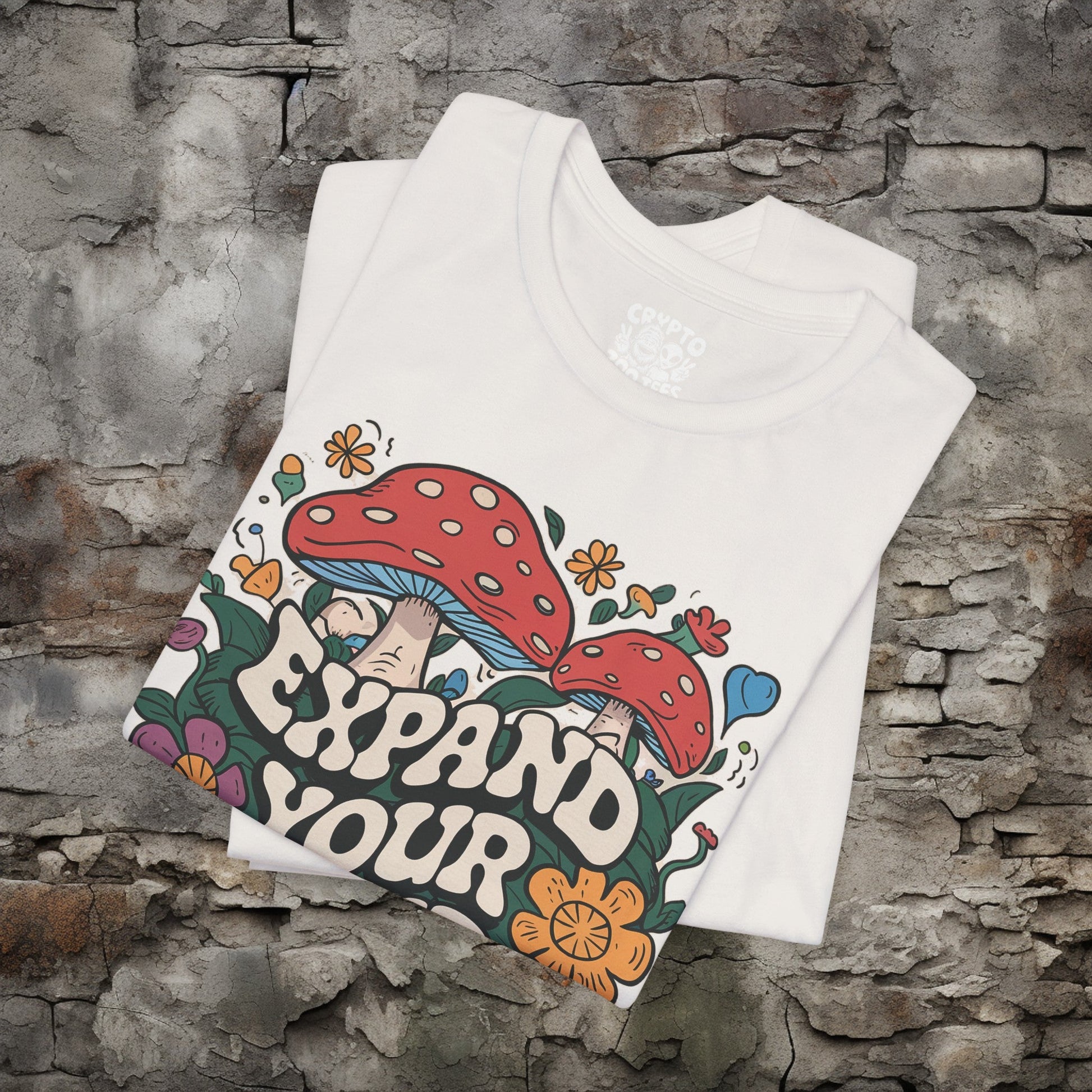 T-Shirt - Vintage Expand Your Mind Mushroom Tee | Bella + Canvas Unisex T-shirt from Crypto Zoo Tees