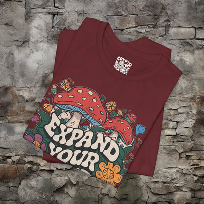 T-Shirt - Vintage Expand Your Mind Mushroom Tee | Bella + Canvas Unisex T-shirt from Crypto Zoo Tees