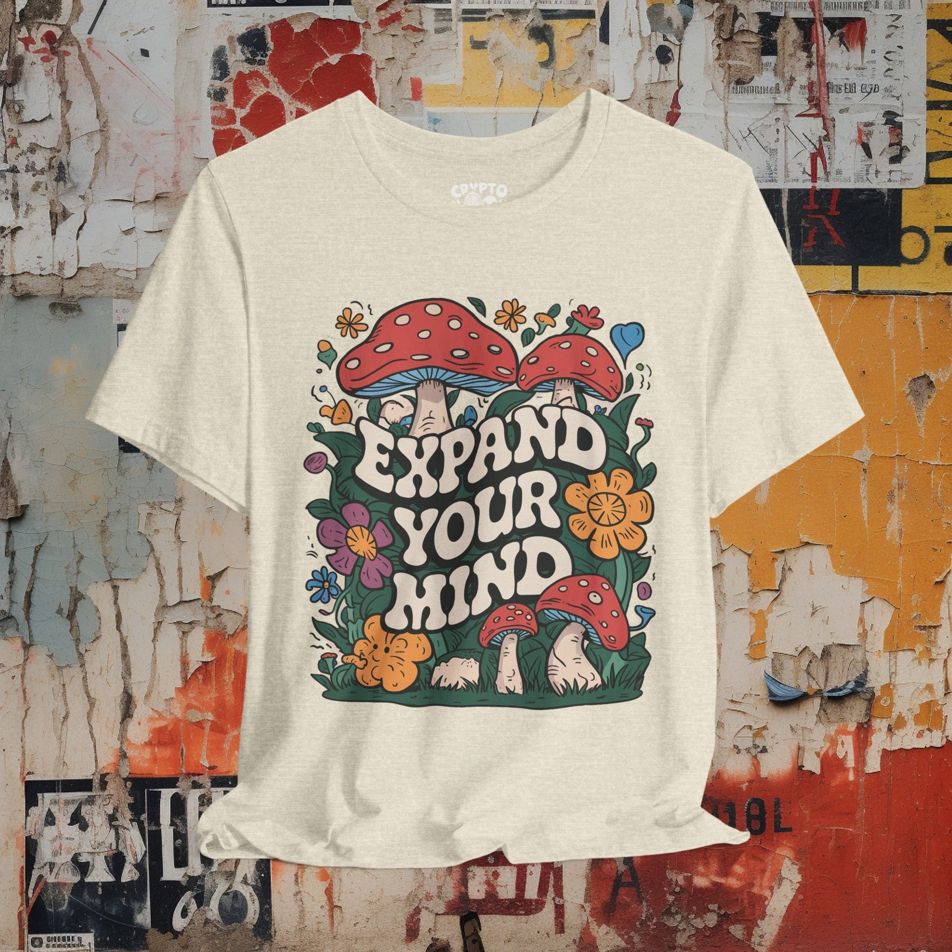 T-Shirt - Vintage Expand Your Mind Mushroom Tee | Bella + Canvas Unisex T-shirt from Crypto Zoo Tees