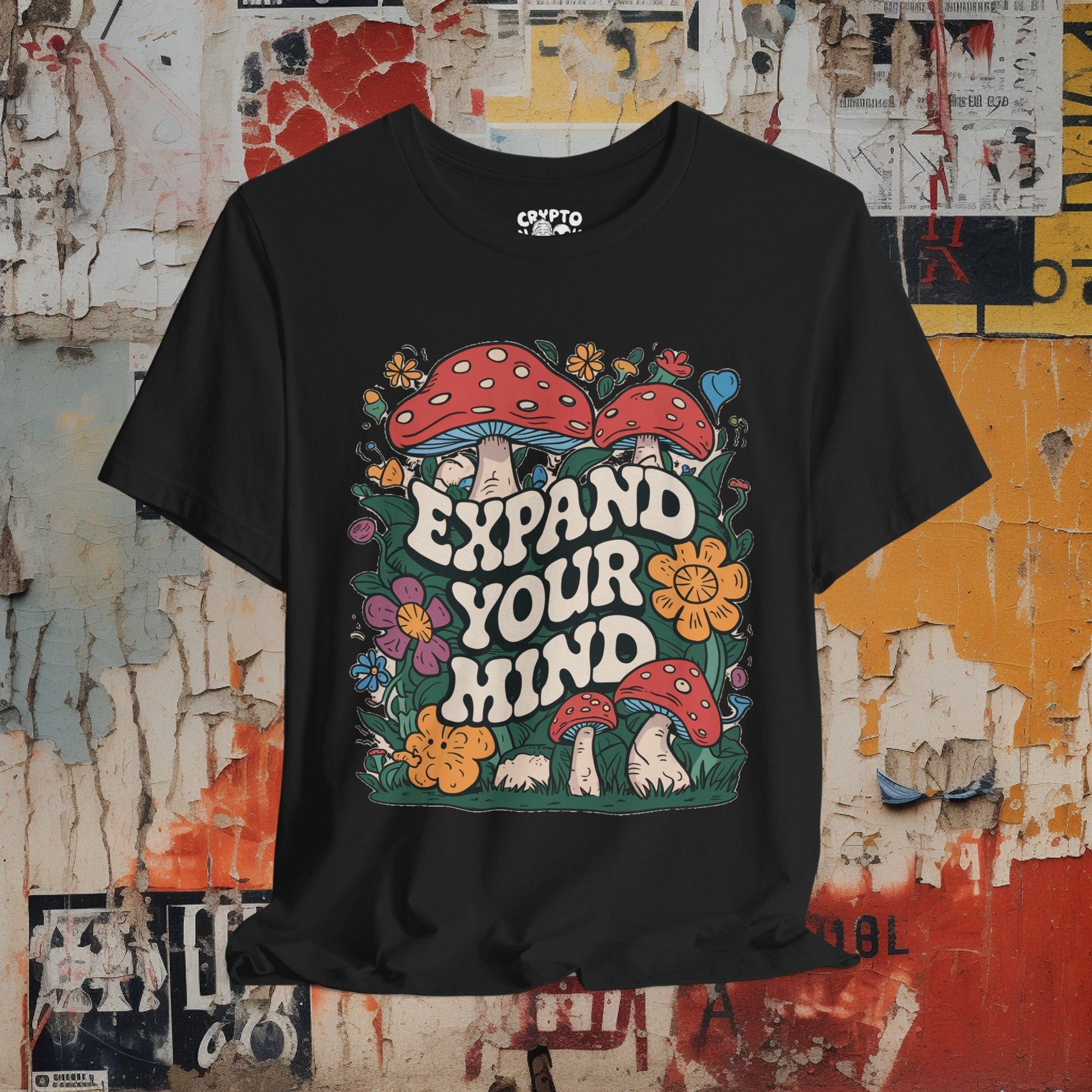 T-Shirt - Vintage Expand Your Mind Mushroom Tee | Bella + Canvas Unisex T-shirt from Crypto Zoo Tees