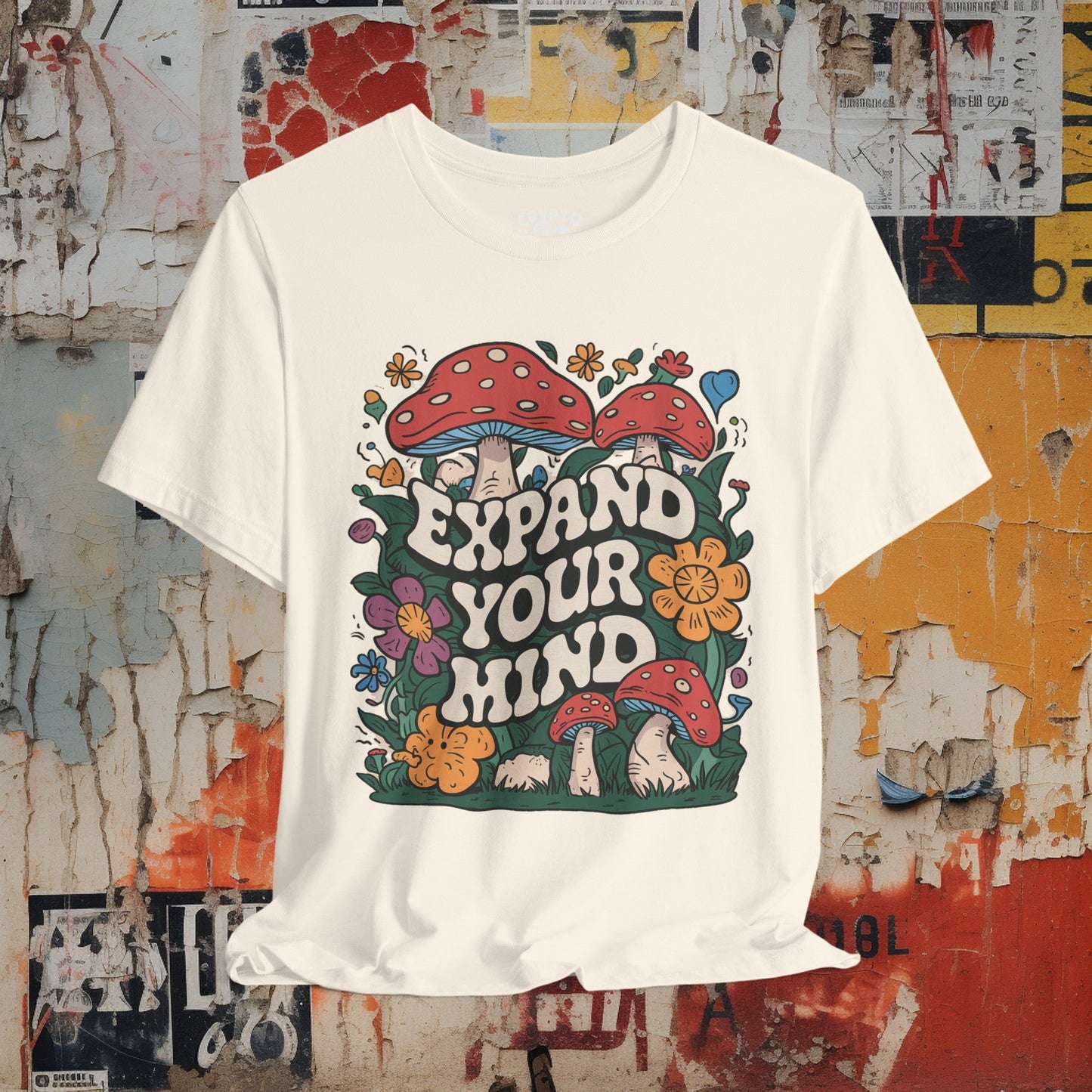 T-Shirt - Vintage Expand Your Mind Mushroom Tee | Bella + Canvas Unisex T-shirt from Crypto Zoo Tees