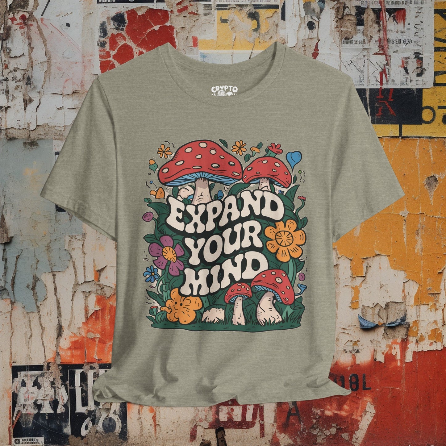 T-Shirt - Vintage Expand Your Mind Mushroom Tee | Bella + Canvas Unisex T-shirt from Crypto Zoo Tees