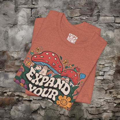 T-Shirt - Vintage Expand Your Mind Mushroom Tee | Bella + Canvas Unisex T-shirt from Crypto Zoo Tees