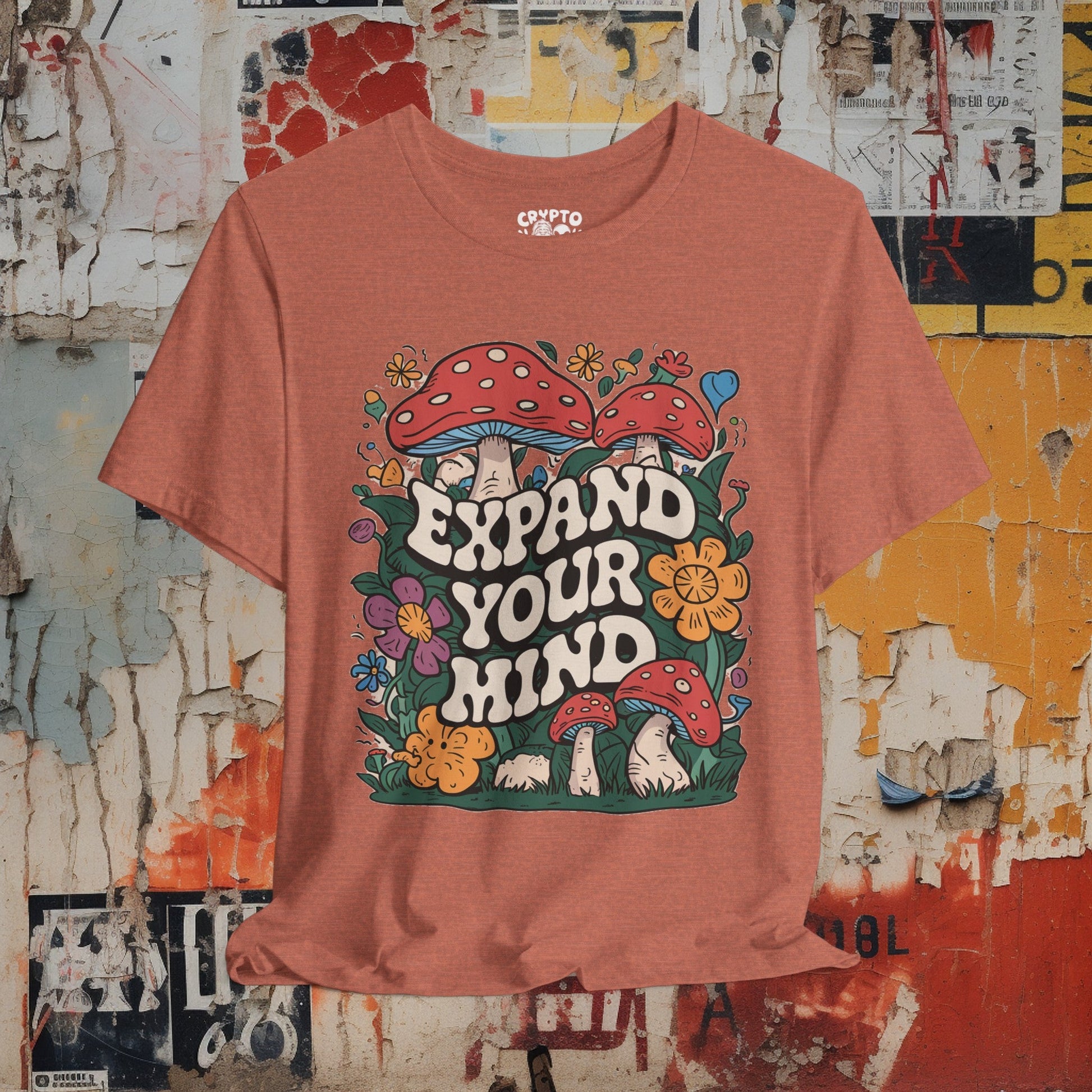 T-Shirt - Vintage Expand Your Mind Mushroom Tee | Bella + Canvas Unisex T-shirt from Crypto Zoo Tees