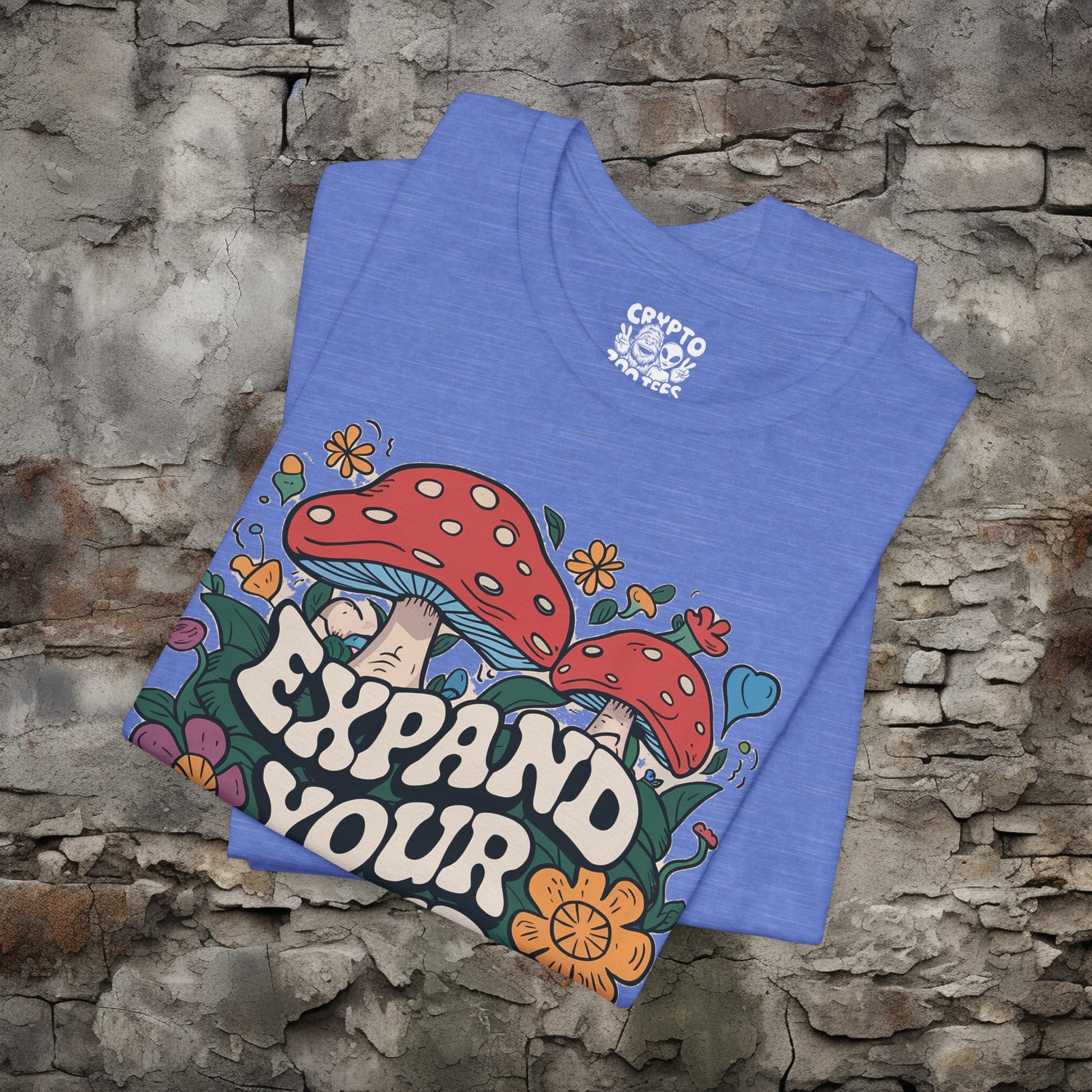 T-Shirt - Vintage Expand Your Mind Mushroom Tee | Bella + Canvas Unisex T-shirt from Crypto Zoo Tees